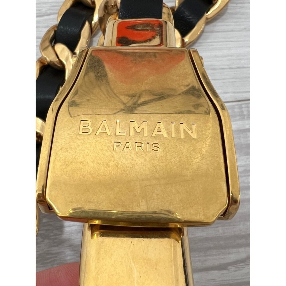 BALMAIN B-Pilot Leather and Chain Belt - Picture 7 of 9